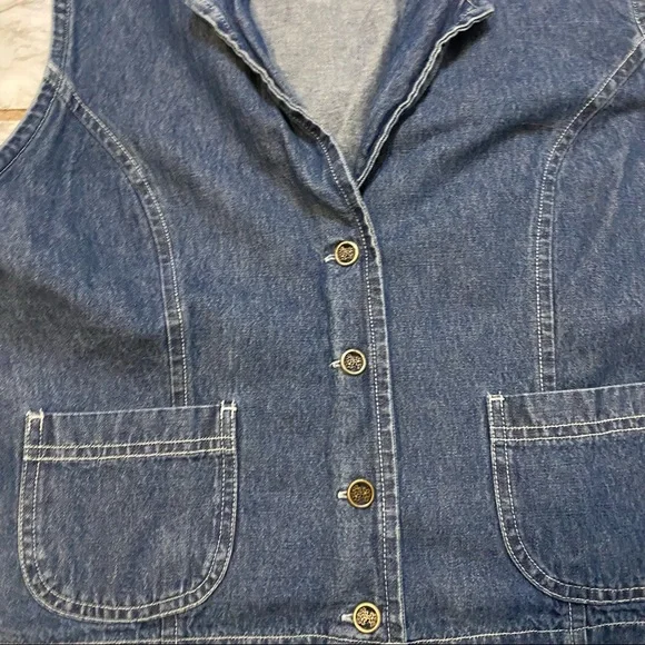 Vintage Bobbie Brooks 90’s Floral Embroidered Boho Preppy Y2K Retro Denim Vest - Picture 4 of 6